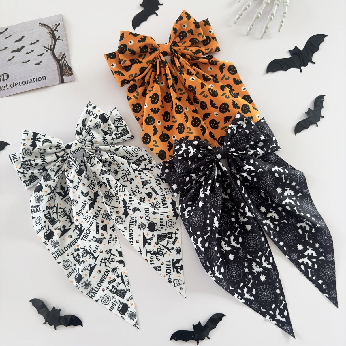 Wholesale  Hair Accessories Pumpkin Skull Ghost Hand Print Bowknot Hairpin